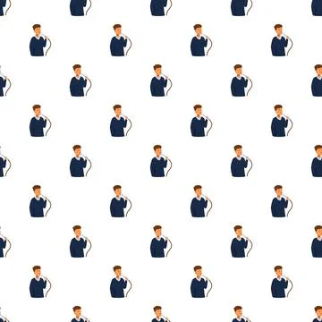 Repeating pattern of young men enjoying smoking shisha Stock Illustration