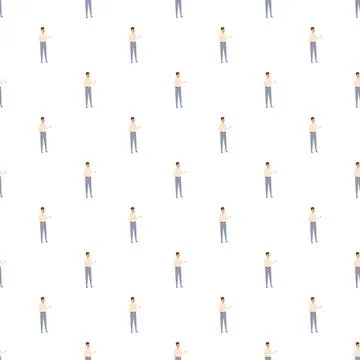 Repeating pattern of young men standing and presenting Stock Illustration