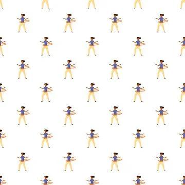 Repeating pattern with young woman hula hooping Stock Illustration