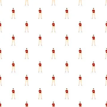 Repeating pattern of young woman standing with crossed arms Stock Illustration
