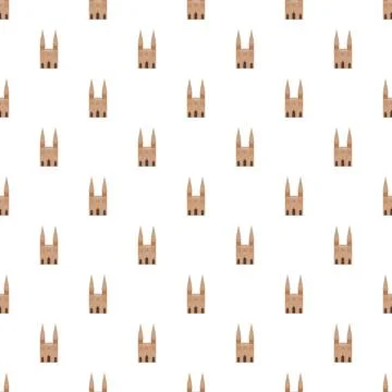 Repeating patterns of church building architecture on white background Stock Illustration