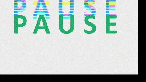 Repeating PAUSE text against black background with soft pink glow cinematic.. Stock Footage 343413535