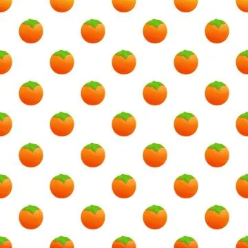 Repeating persimmon fruit pattern on white background Stock Illustration