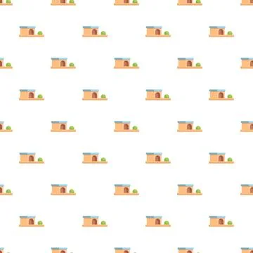 Repeating pet house icons creating seamless pattern Stock Illustration