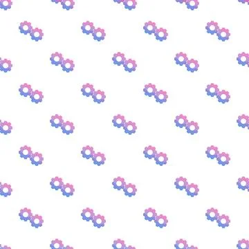 Repeating pink and blue gradient gears seamless pattern Illustrazione stock