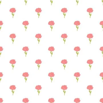 Repeating pink flower pattern on white background Stock Illustration