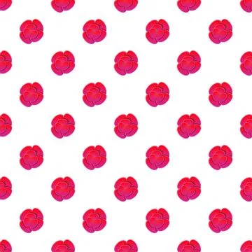 Repeating pink poppy flower pattern on white background Stock Illustration
