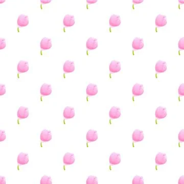 Repeating pink tulip flower pattern creating a floral background 스톡 일러스트