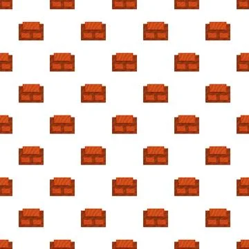 Repeating pixel art brick wall seamless pattern Stock Illustration