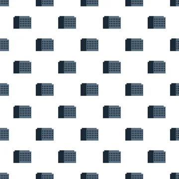 Repeating pixel art building pattern on white 스톡 일러스트