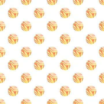 Repeating planet pattern with orange yellow wavy circles Stock Illustration
