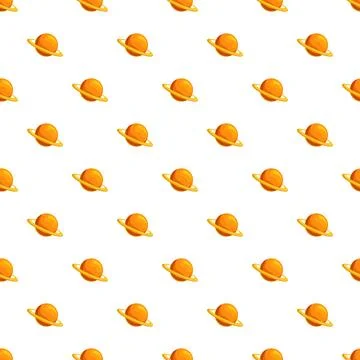 Repeating planet pattern wallpaper with orange ringed globes 스톡 일러스트