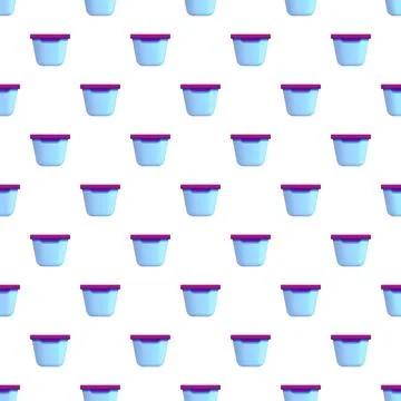 Repeating plastic food containers pattern on white background Illustrazione stock