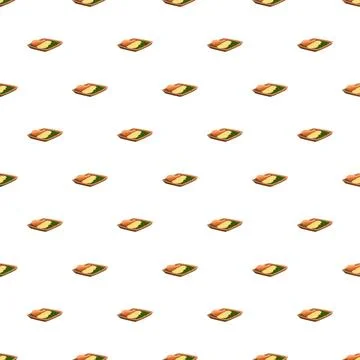 Repeating plate pattern with meal and garnish for background Stock Illustration
