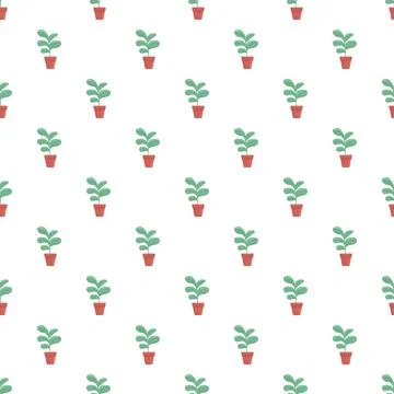 Repeating potted plants creating a fresh green pattern Stock Illustration