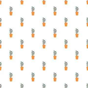 Repeating potted plants creating a seamless pattern background Stock Illustration