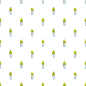Repeating potted succulent plants flat design pattern Stockillustratie