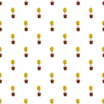 Repeating potted trees creating seamless natural pattern Illustrazione stock
