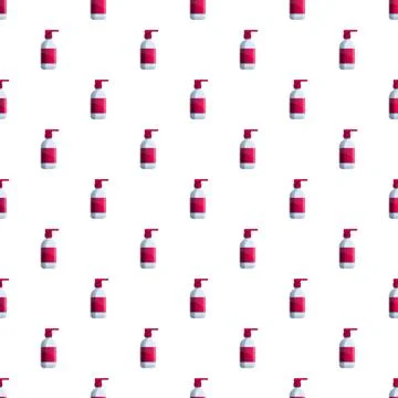 Repeating pump bottles creating cosmetic product pattern Stock Illustration