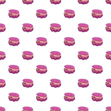 Repeating purple clam shells with pearls background pattern イラスト素材