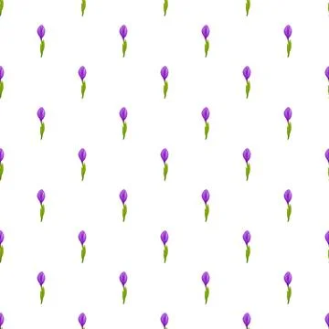 Repeating purple flower seamless pattern on white Stock Illustration