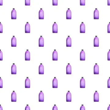 Repeating purple plastic bottles creating a seamless background pattern Illustrazione stock