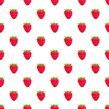 Repeating raspberry fruit seamless pattern on white background Stockillustratie