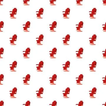 Repeating red barber chair pattern on white background Stock Illustration