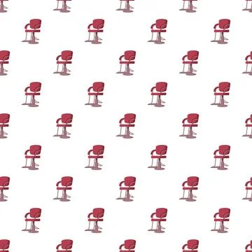 Repeating red barber chairs pattern on white background Stock Illustration