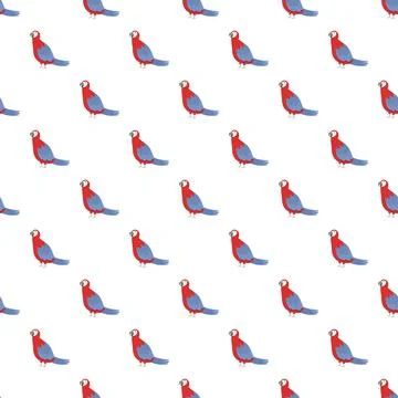 Repeating red blue parrots seamless pattern background Stock Illustration