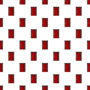 Repeating red doors creating a seamless background pattern design Stock Illustration
