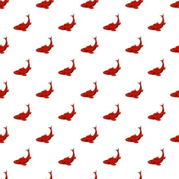 Repeating red fish creating seamless animal pattern Illustrazione stock