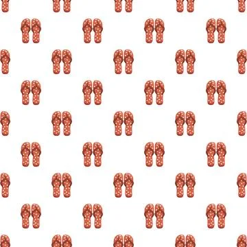 Repeating red flip flops pattern with hearts for summer Stock Illustration