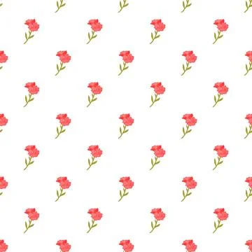 Repeating red flower pattern on white background Stock Illustration