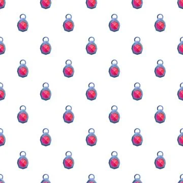 Repeating red gem pendants creating elegant seamless pattern Stock Illustration