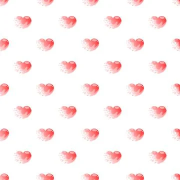Repeating red heart pattern creating abstract background Stock Illustration