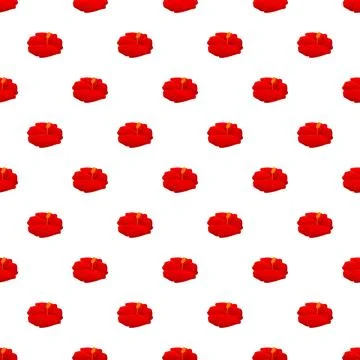 Repeating red hibiscus flower pattern on white background Stock Illustration