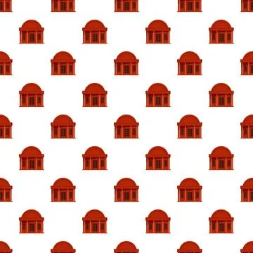 Repeating red house building facade seamless pattern Illustrazione stock