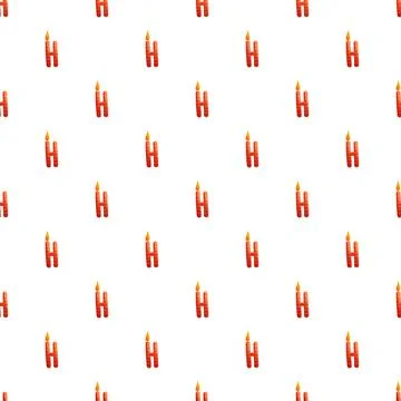 Repeating red letter h candles pattern background Stock Illustration