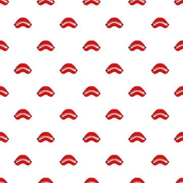 Repeating red lips smile with white teeth seamless pattern Ilustración de archivo