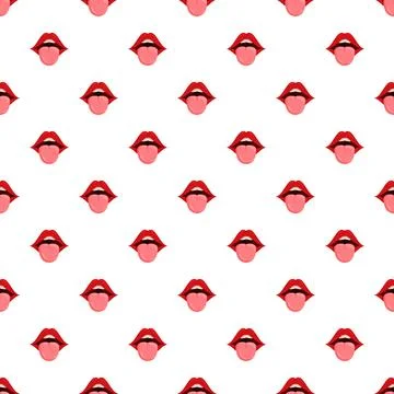Repeating red lips with tongue sticking out pattern Stock Illustration