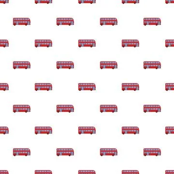 Repeating red london double decker bus seamless pattern Stock Illustration