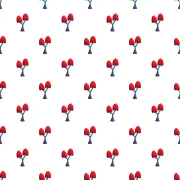Repeating red mushroom cartoon pattern creating a seamless background Stock Illustration