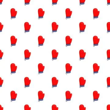 Repeating red oven mitt pattern for kitchen textile design イラスト素材