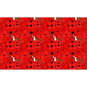 Repeating red poppy flower pattern for remembrance and patriotic themes in .. Stock Illustration