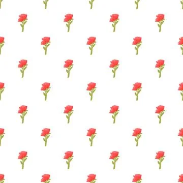 Repeating red rose floral pattern on white background 库存插图