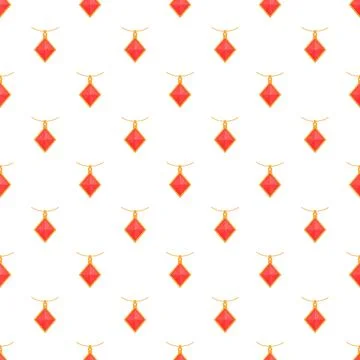 Repeating red ruby pendant gold chain pattern 스톡 일러스트