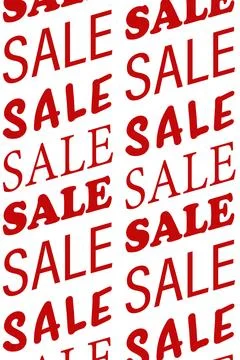 Repeating red SALE text pattern is filling flat design canvas on white Stock Photos