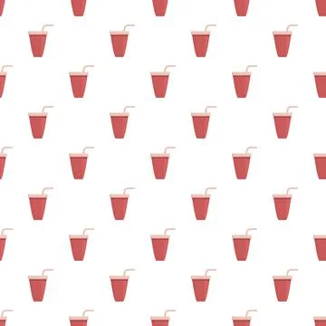 Repeating red soda cups pattern background graphic Stock Illustration