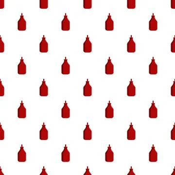 Repeating red squeeze condiment bottles seamless pattern Stock Illustration